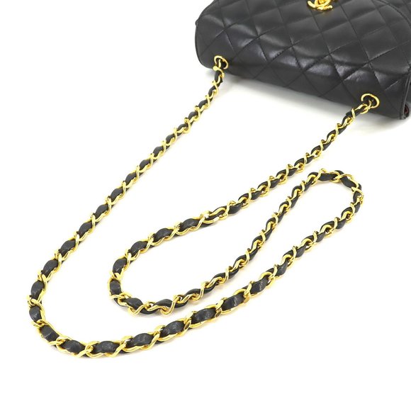 CHANEL Matelasse Half Moon Chain Shoulder Bag Leather Black Gold Hardware Vin... - Picture 5 of 10